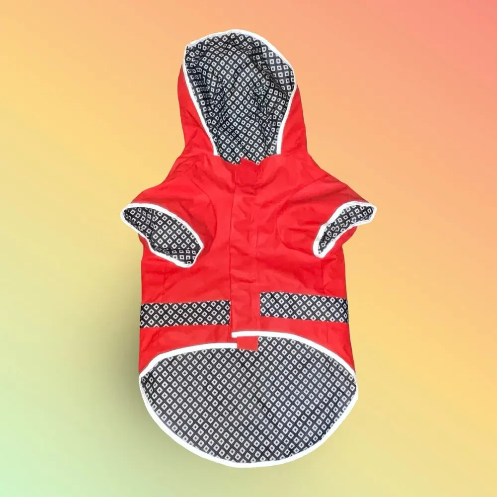 Good2Go Dog Raincoat XL Red Hooded Waterproof Reflective Slicker Jacket Petco
